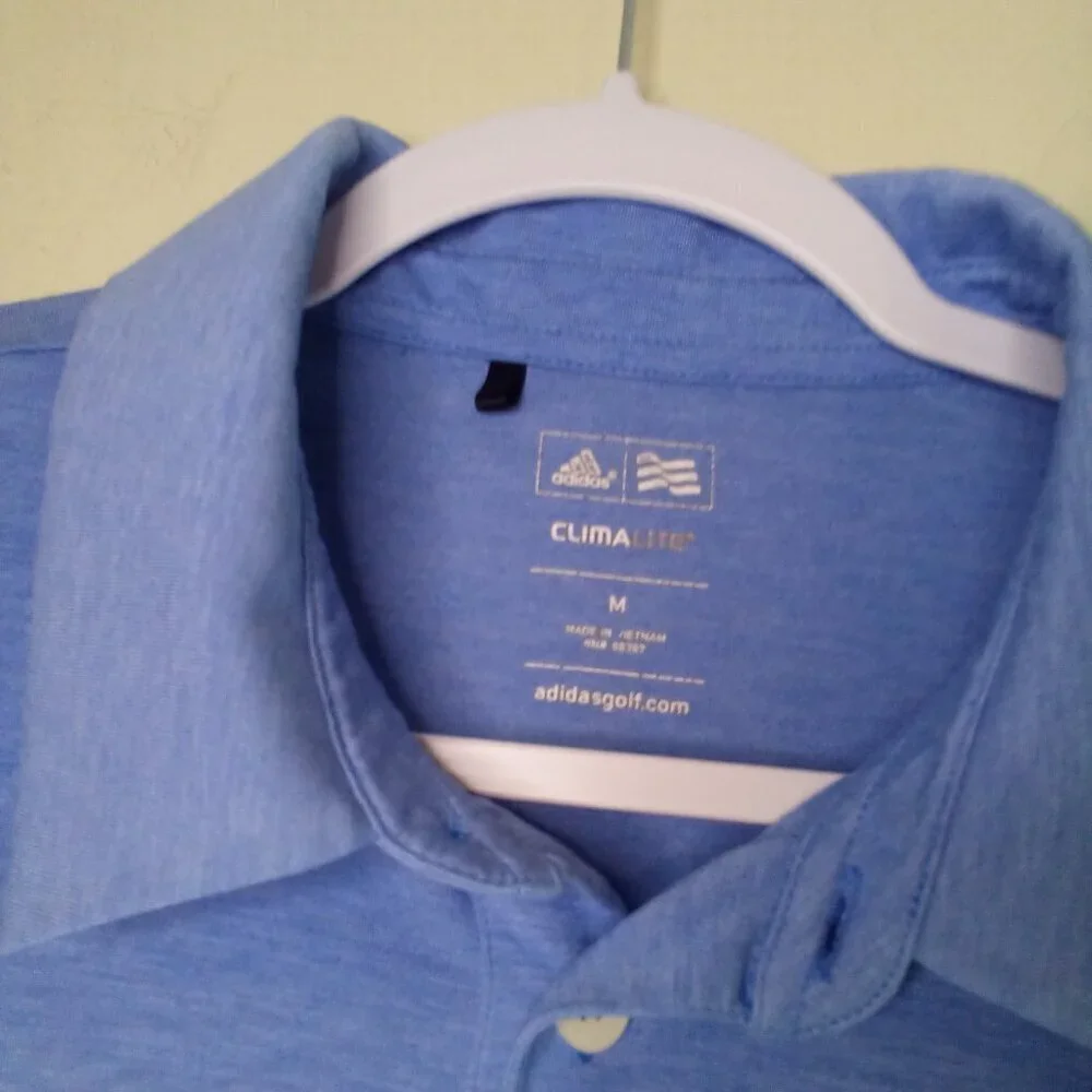 Adidas Polo Shirt Men M Mountaintop Golf Short Sleeve Blue
